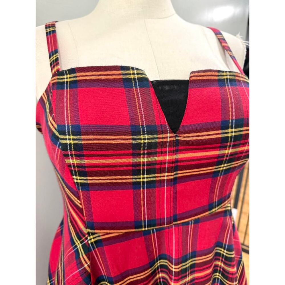 Torrid 20 Betsey Johnson Red Tartan Plaid Punk Gothic Rockabilly Tulle Dress - Picture 4 of 8